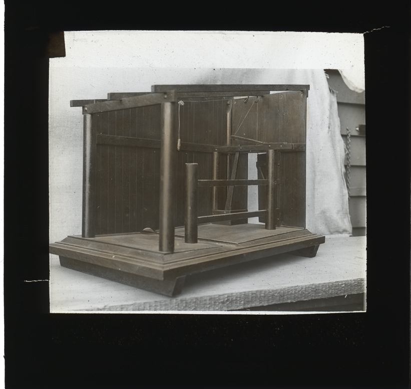 Scale model (possibly made by students) -cross section of the inside a shearing shed [Hawkesbury Agricultural College (HAC)]