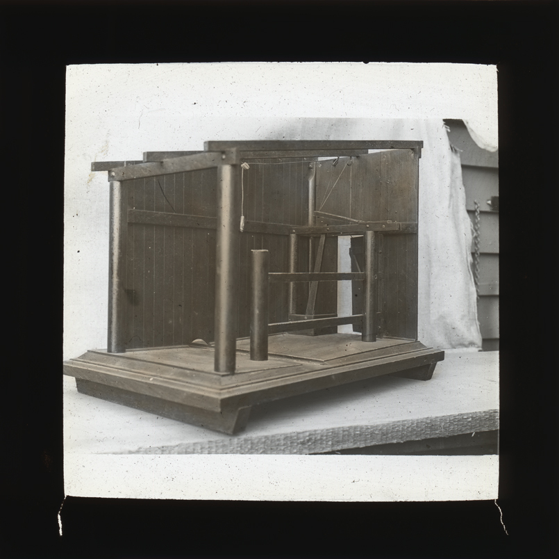 Scale model (possibly made by students) -cross section of the inside a shearing shed stand [Hawkesbury Agricultural College (HAC)]