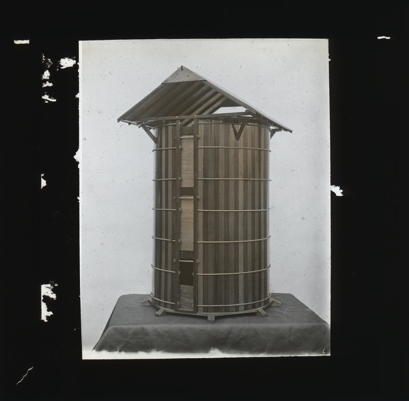 Scale model (possibly made by students) of what appears to be a wooden silo [Hawkesbury Agricultural College (HAC)]