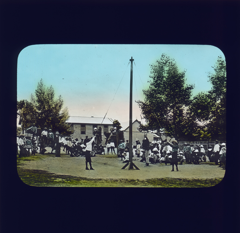 School children dancing around a May Pole [Hawkesbury Agricultural College (HAC)]