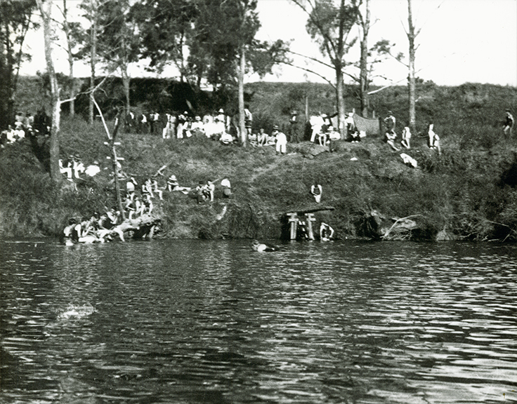 Students swimming in the Nepean River [Hawkesbury Agricultural College (HAC)]