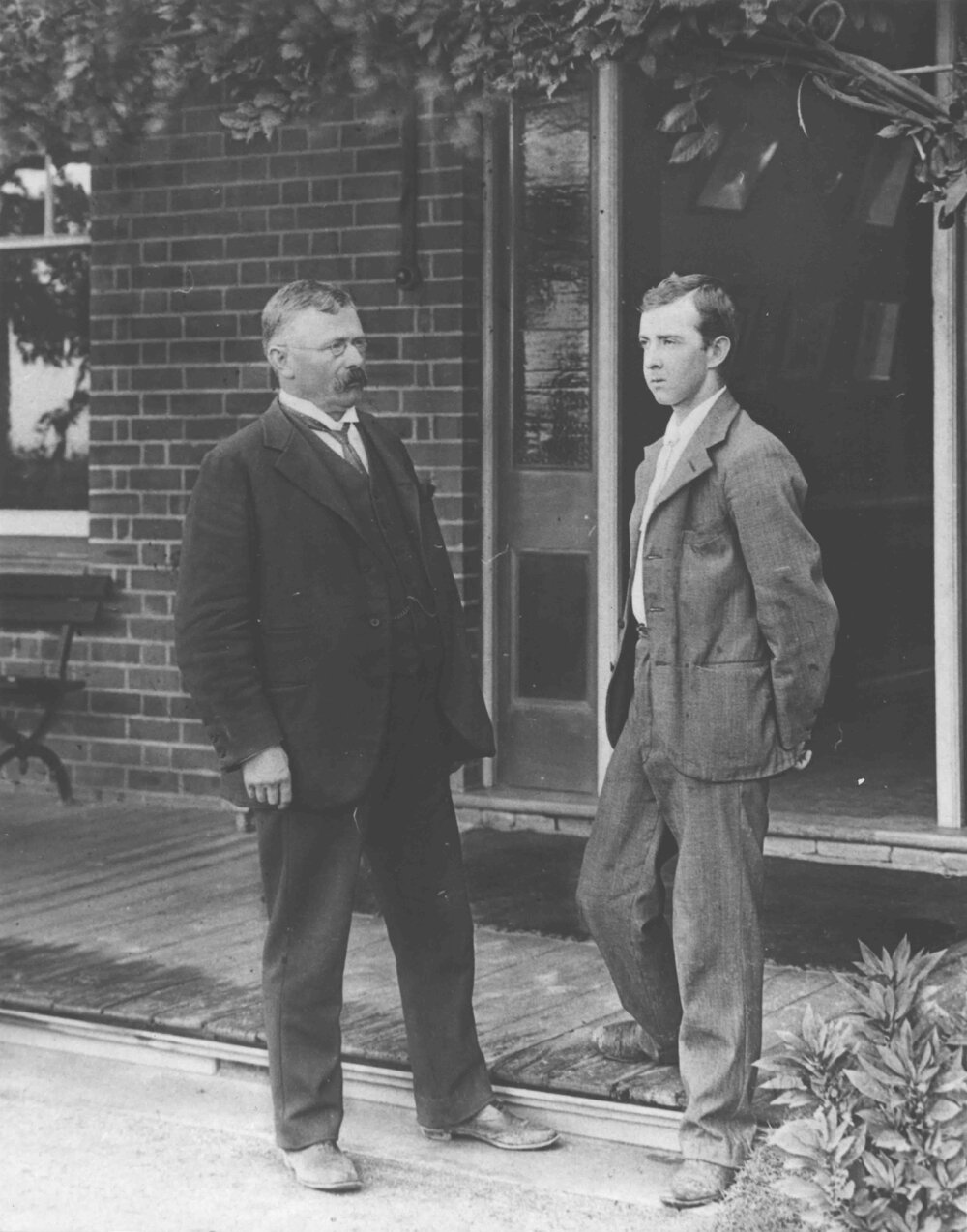 Principal Potts standing with a student (unidentified) [Hawkesbury Agricultural College (HAC)]