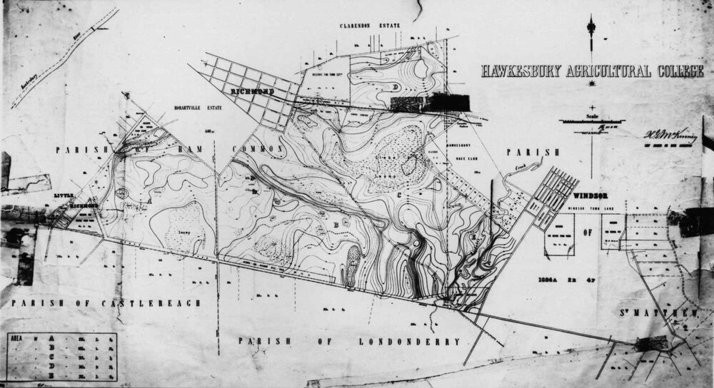 Topographic map of the College - Plan no.2 to accompany 2nd Annual Report of the Chief Engineer for Water Conservation, 1891 [Hawkesbury Agricultural College (HAC)]