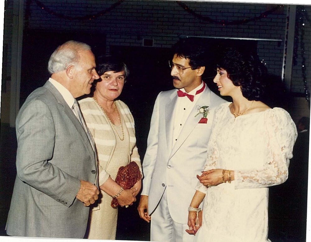 Group photograph - Bruce &amp; Pat Braithwaite, Bashir &amp; Sahera Sumar - 1985
