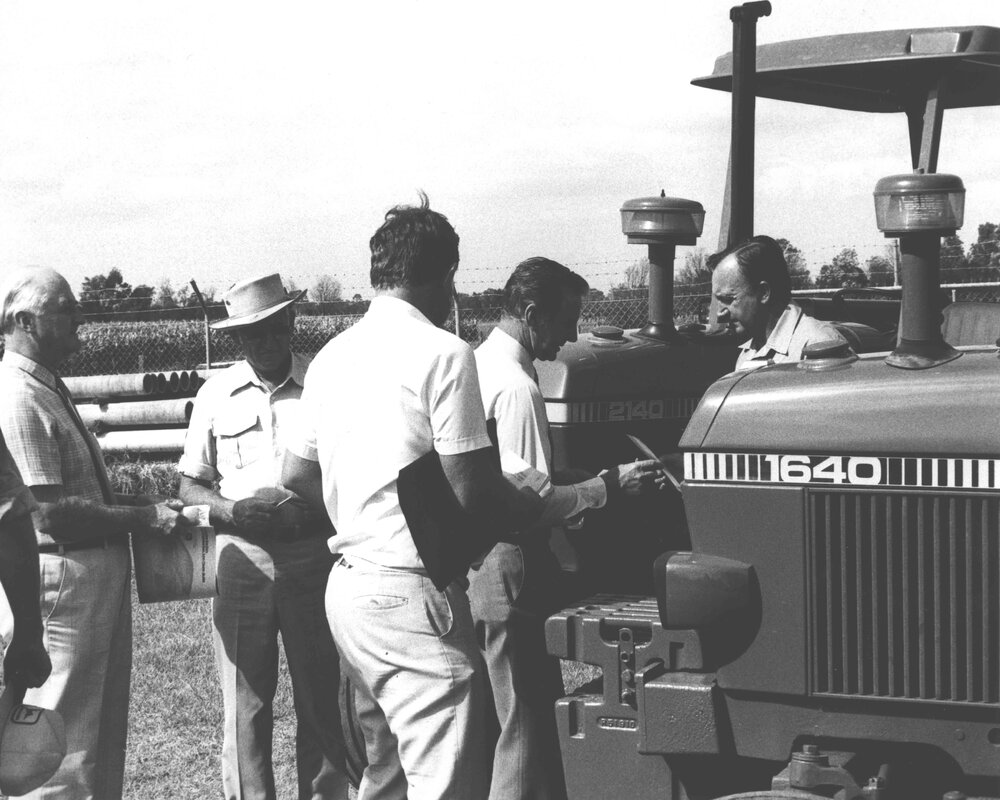 Leasing of John Deere 1640 &amp; 2140 tractors to the College (07 of 12) - John Paterson (2nd from left), Chris Vaughan-Roberts (centre) [Hawkesbury Agricultural College (HAC)]