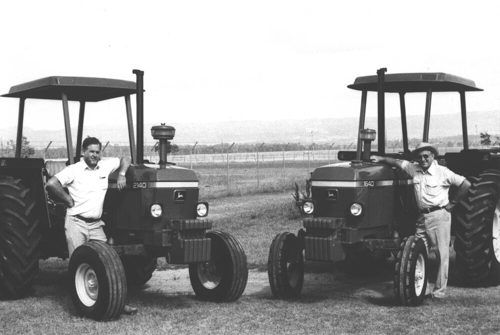 Leasing of John Deere 1640 &amp; 2140 tractors to the College (01 of 12) - Chris Vaughan-Roberts (left) and John Paterson (right) [Hawkesbury Agricultural College (HAC)]