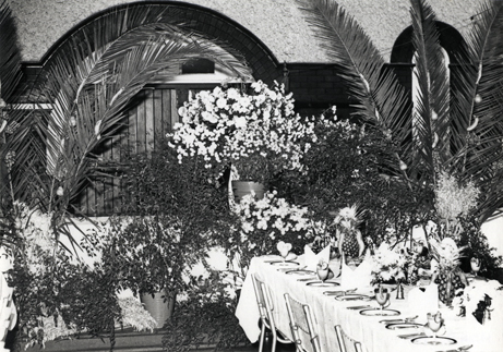 Diploma Day, 1968 - Dining Hall (print 5 of 5) - Table decorated ready for lunch [Hawkesbury Agricultural College (HAC)]