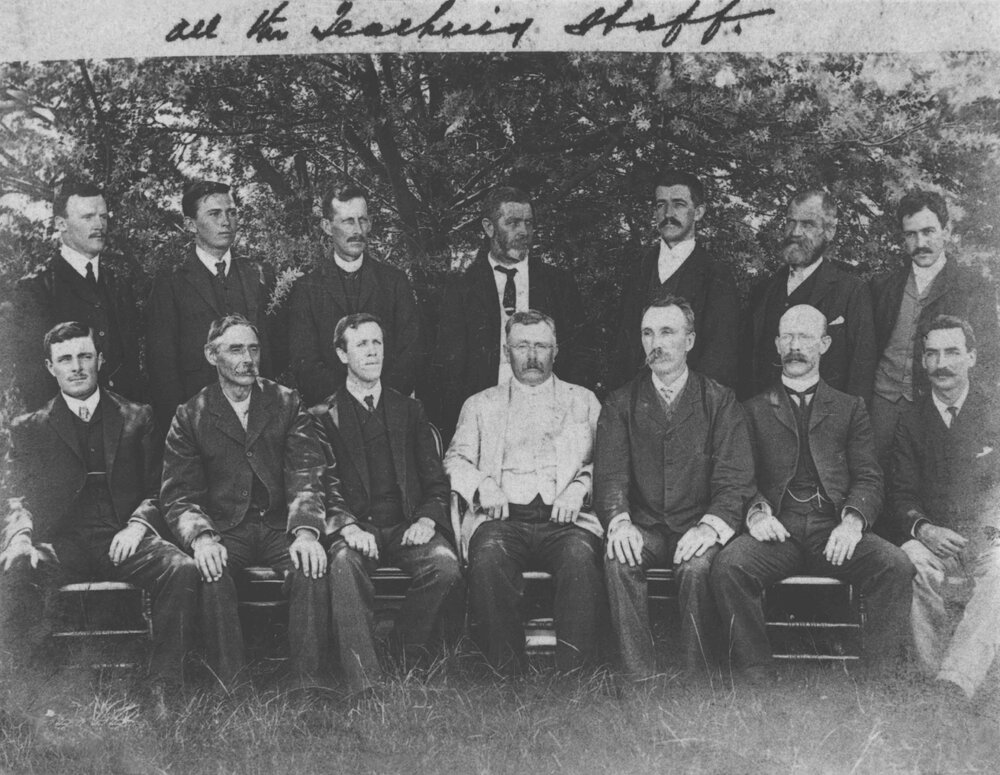 Teaching Staff - Principal Potts seated centre [Hawkesbury Agricultural College (HAC)]