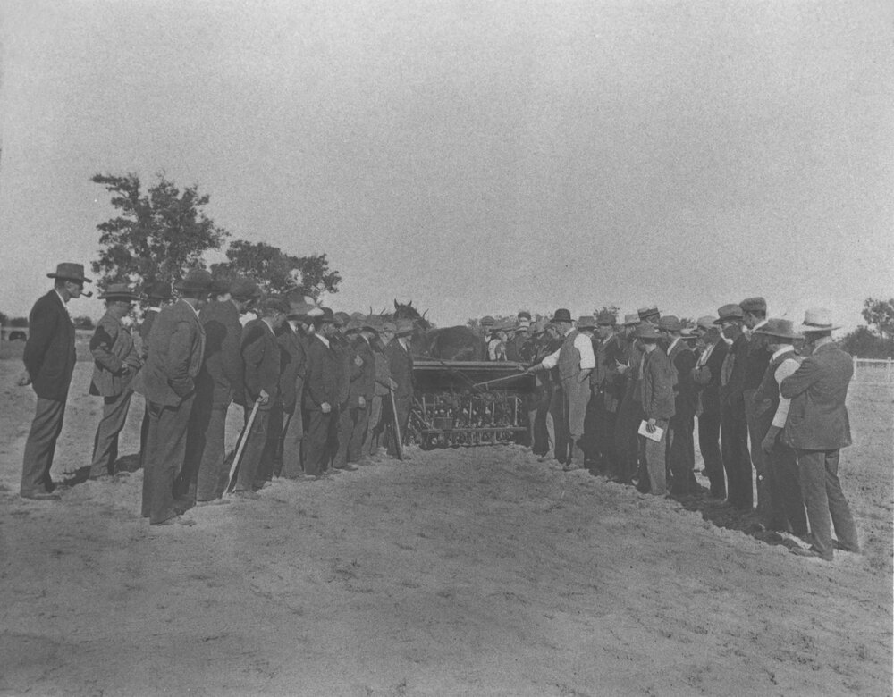 Winter School for Farmers, 1907 - Demonstration of a Massey Harris Planter [Hawkesbury Agricultural College (HAC)]