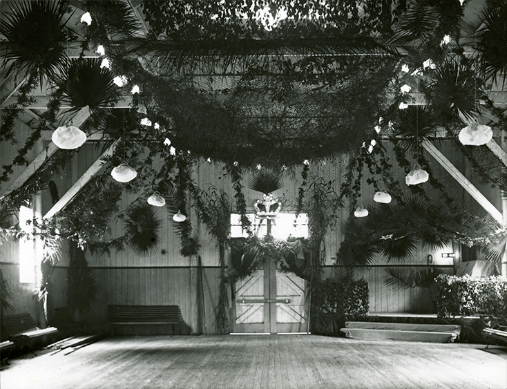 Gymnasium - Interior scene decorated for a function [Hawkesbury Agricultural College (HAC)]