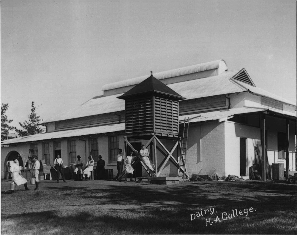 Dairy Factory - With students outside [Hawkesbury Agricultural College (HAC)]