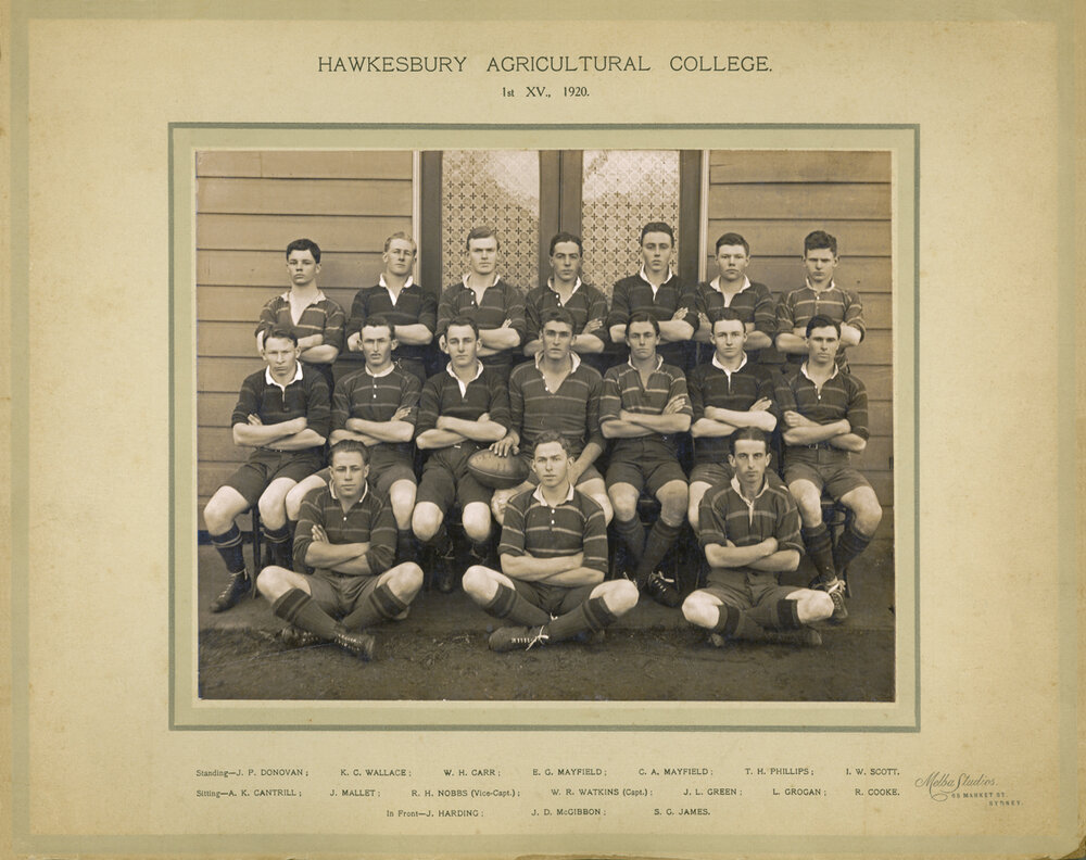 Football (Rugby Union) team - 1st XV, 1920 [Hawkesbury Agricultural College (HAC)]