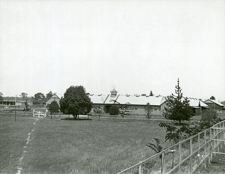 Front view of Stable Square - hay shed behind, fairly early photo [Hawkesbury Agricultural College (HAC)]