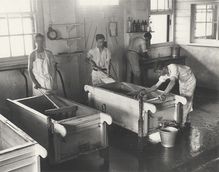 Dairy Factory (interior): Students making cheese (Print 2 of 2) - Uncropped [Hawkesbury Agricultural College (HAC)]