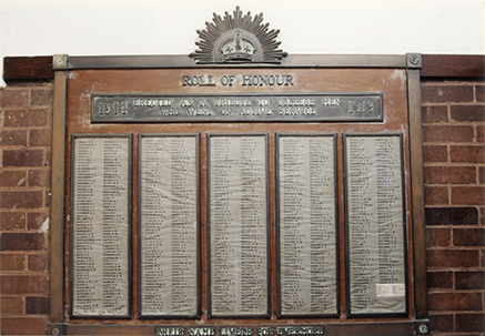 Roll of Honour - Memorial Hall (print 1 of 2) [Hawkesbury Agricultural College (HAC)]