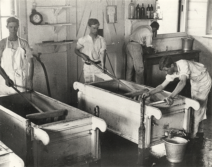 Dairy Factory (interior): Students making cheese (Print 1 of 2) - Uncropped [Hawkesbury Agricultural College (HAC)]