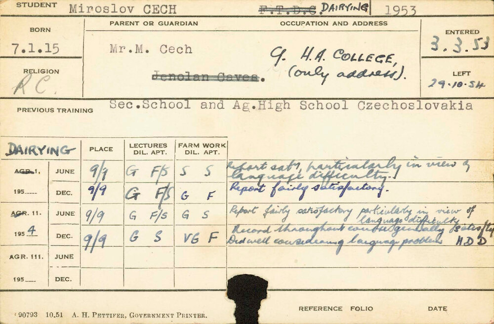 CECH, Miroslov (Hawkesbury Diploma in Dairy (HDD))