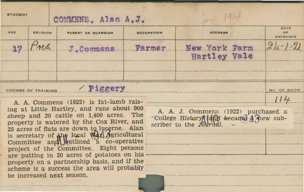 COMMENS, Alan AJ (Short Course - Piggery)