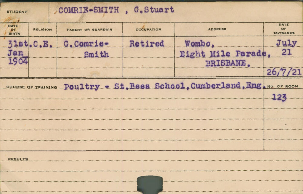 COMRIE-SMITH, G Stuart (Course Not Identified)