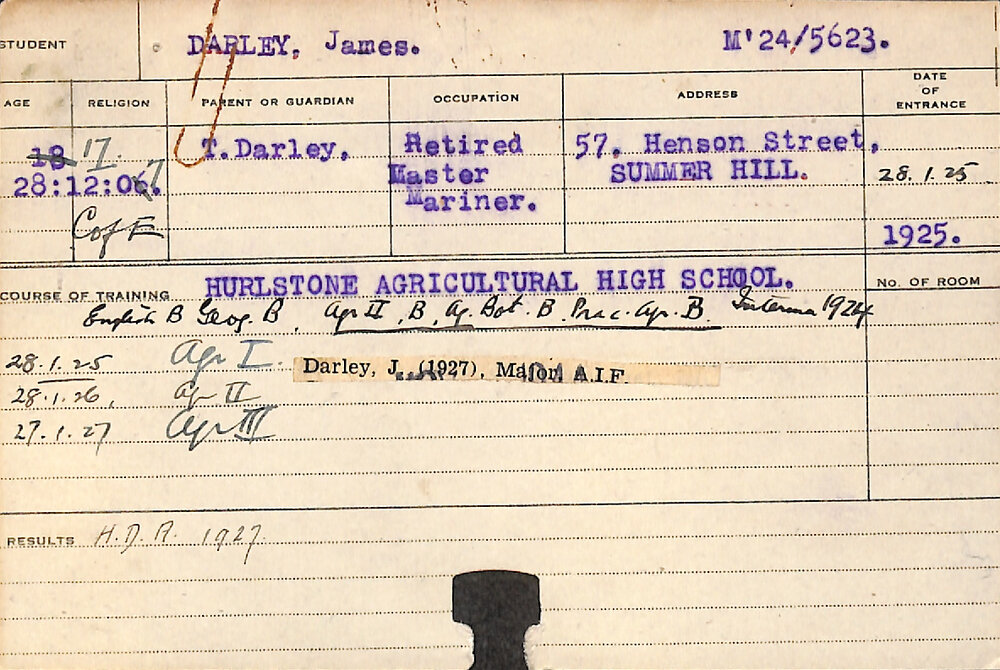 DARLEY, James (Hawkesbury Diploma of Agriculture (HDA))