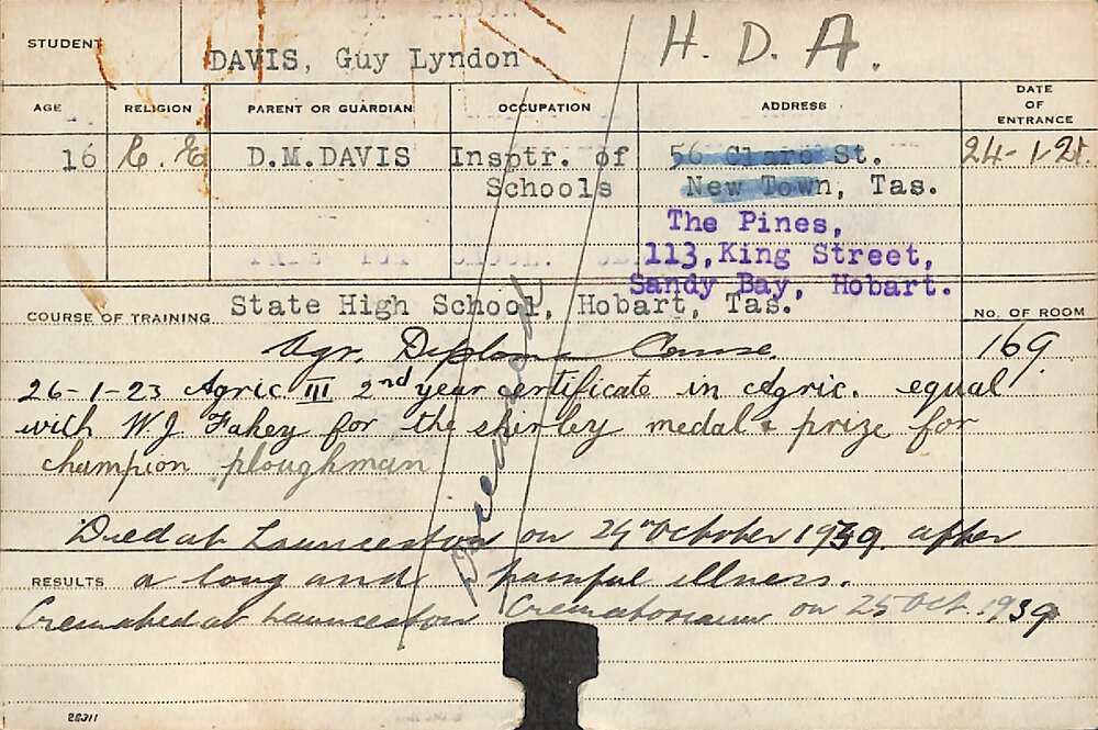 DAVIS, Guy Lyndon (Hawkesbury Diploma of Agriculture (HDA))