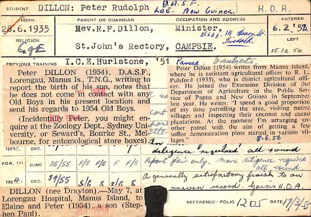 DILLON, Peter Rudolph (Hawkesbury Diploma of Agriculture (HDA))