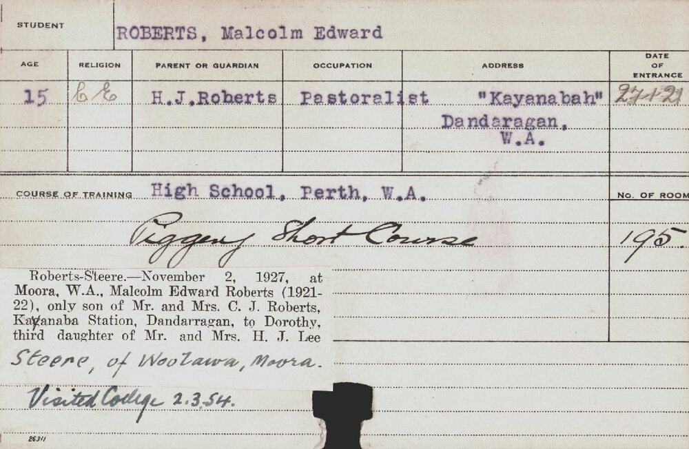 ROBERTS, Malcolm Edward (Short Course - Piggery)