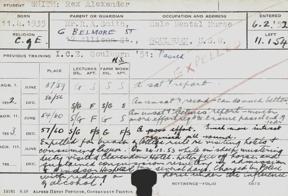 SMITH, Rex Alexander (Hawkesbury Diploma of Agriculture (HDA))