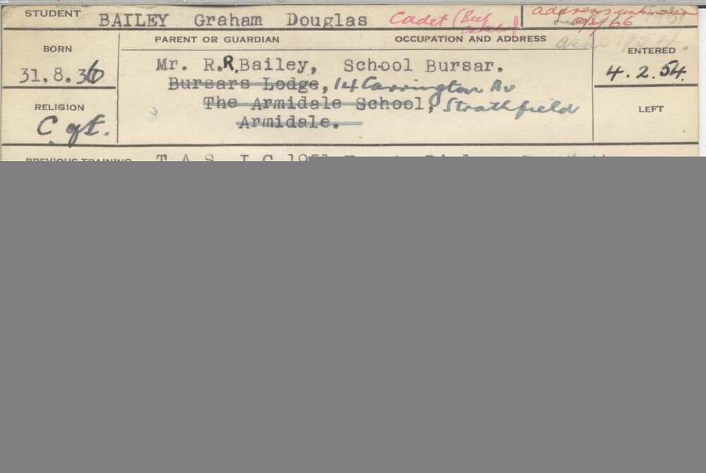 BAILEY, Graham Douglas (Hawkesbury Diploma of Agriculture (HDA))