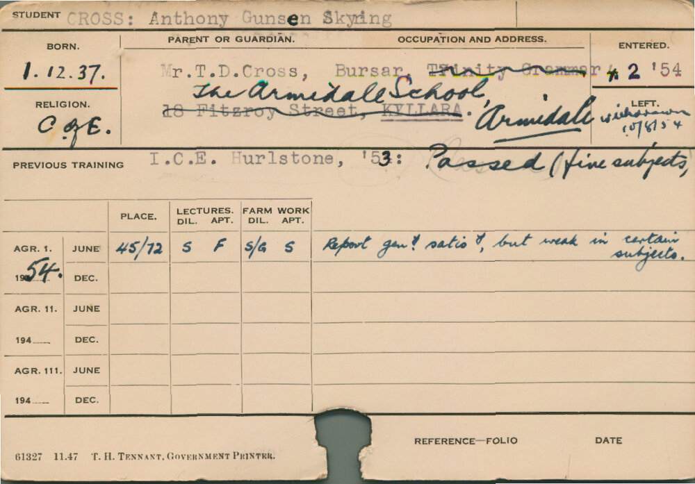 CROSS, Anthony Gunsen Skyring (Course Not Identified)