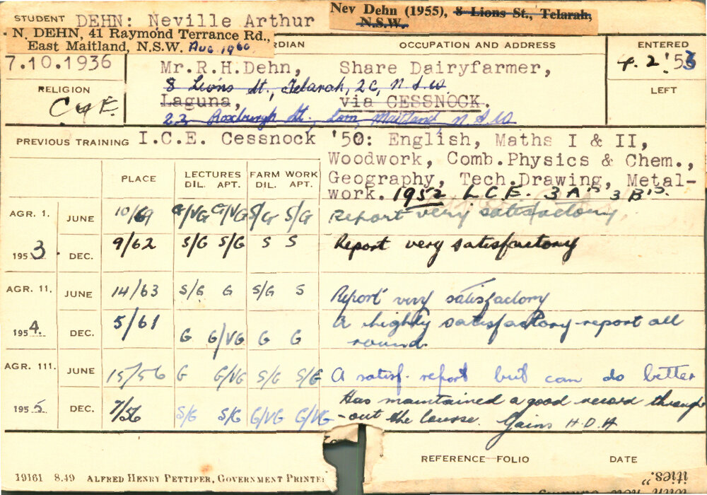 DEHN, Neville Arthur (Hawkesbury Diploma of Agriculture (HDA))