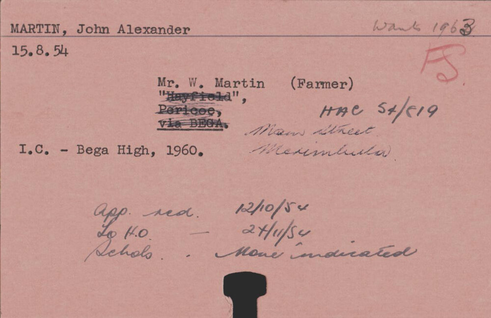 MARTIN, John Alexander (Course Not Identified)