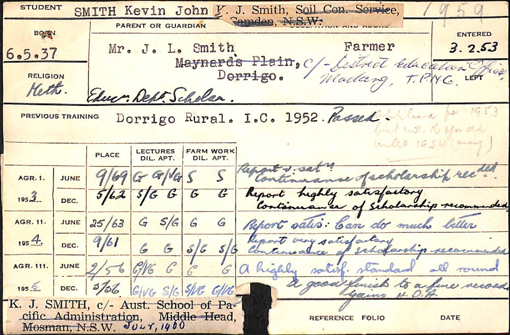 SMITH, Kevin John (Hawkesbury Diploma of Agriculture (HDA))