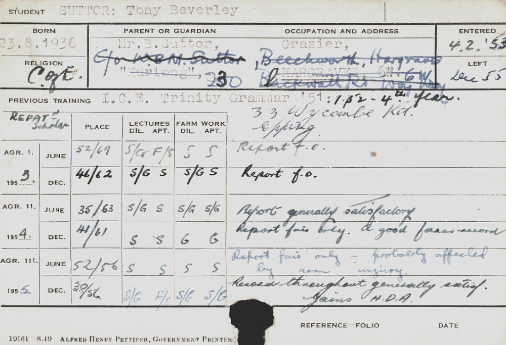 SUTTOR, Tony Beverley (Hawkesbury Diploma of Agriculture (HDA))