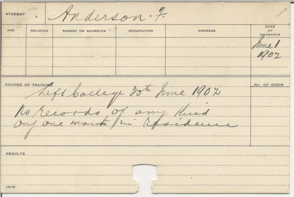 ANDERSON, F (Course Not Identified)