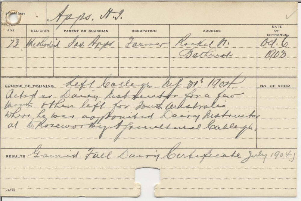 APPS, H J (Certificate - Dairy)