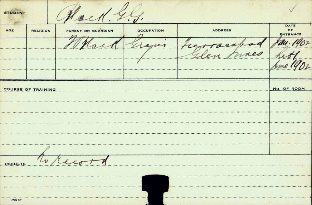 BLACK, GG (Course Not Identified)