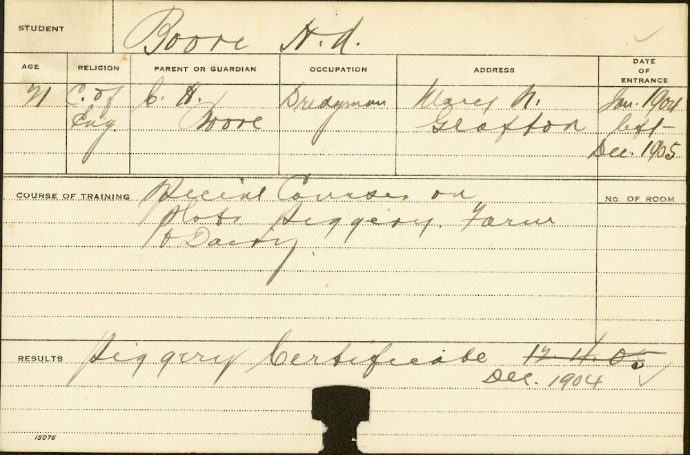 BOOR, HD (Special Course - Plots and Piggery and Farm and Dairy/ Certificate - Piggery)