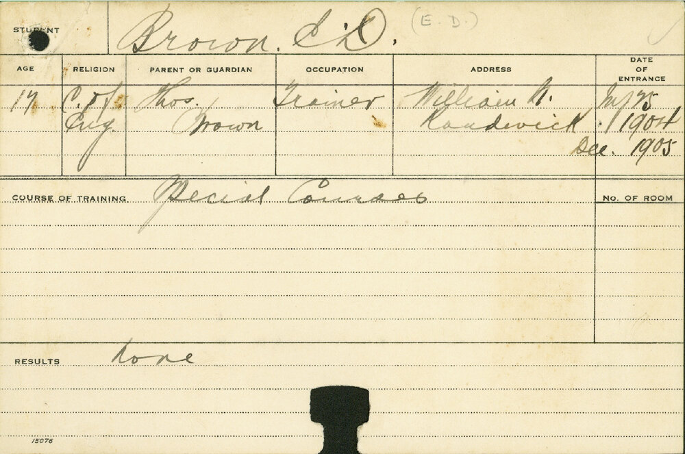 BROWN, Ernest D (Special courses)