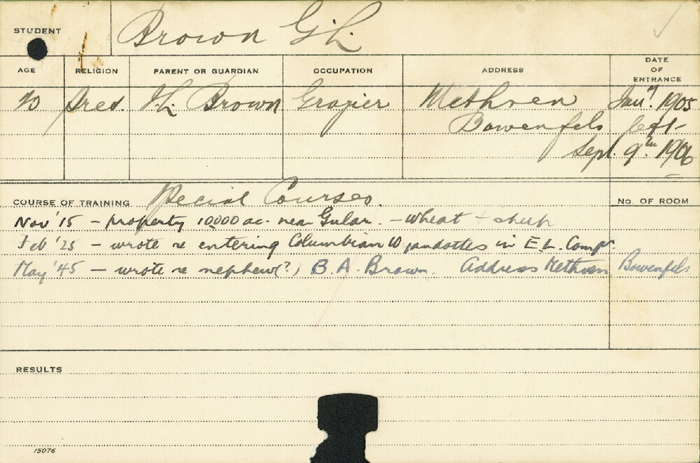 BROWN, GL (Special courses)