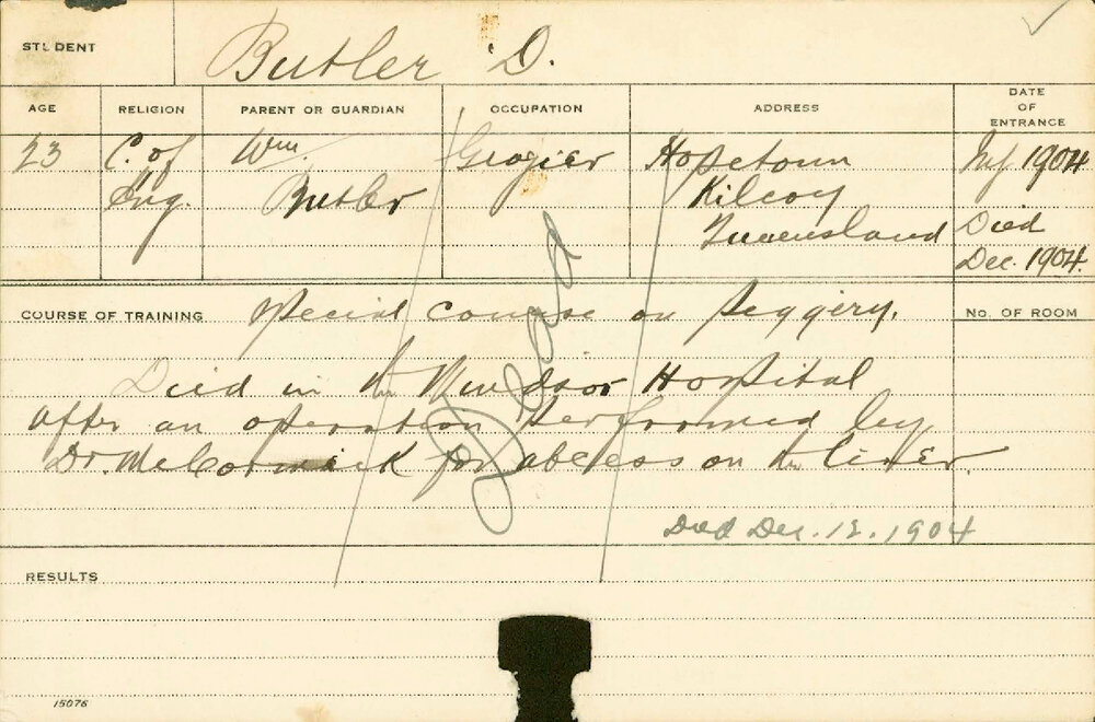 BUTLER, D (Special Course - Piggery)