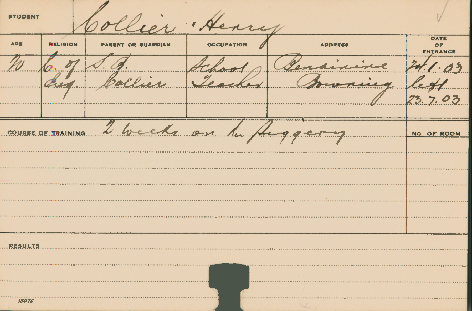 COLLIER, Henry (Certificate - Piggery)