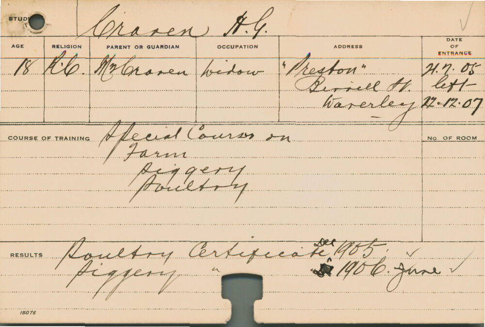 CRAVEN, HG (Certificate - Poultry &amp; Piggery)