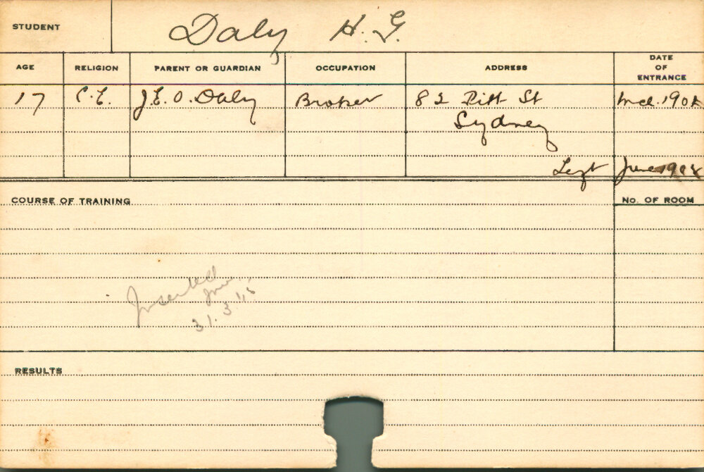 DALY, HG (Course Not Identified)