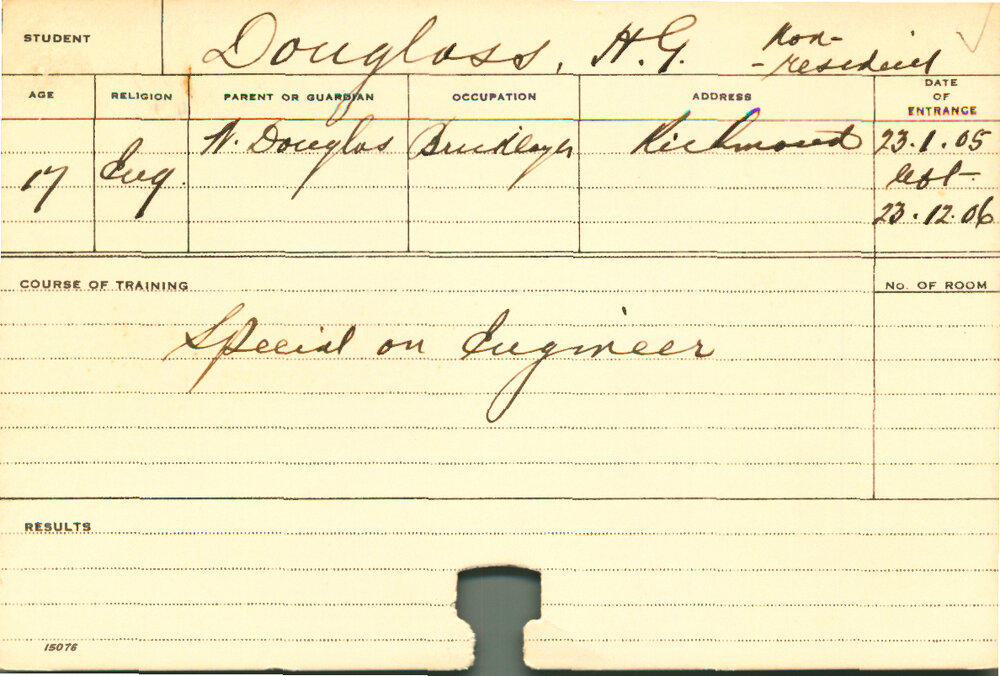 DOUGLASS, HG (Special Course - Engineer)
