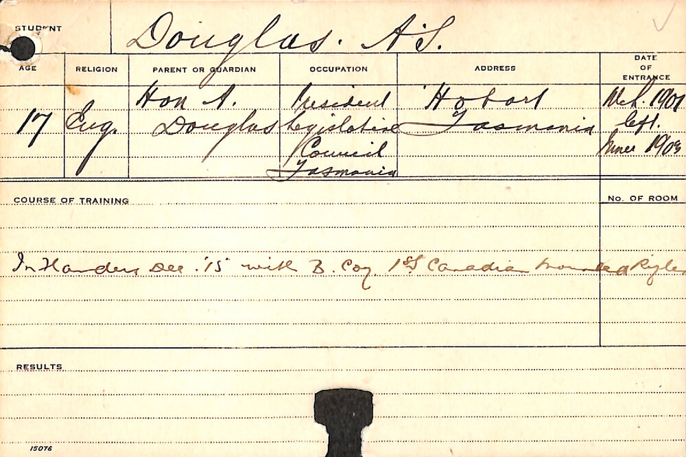 DOUGLAS, Adye Sholto (Diploma ?)