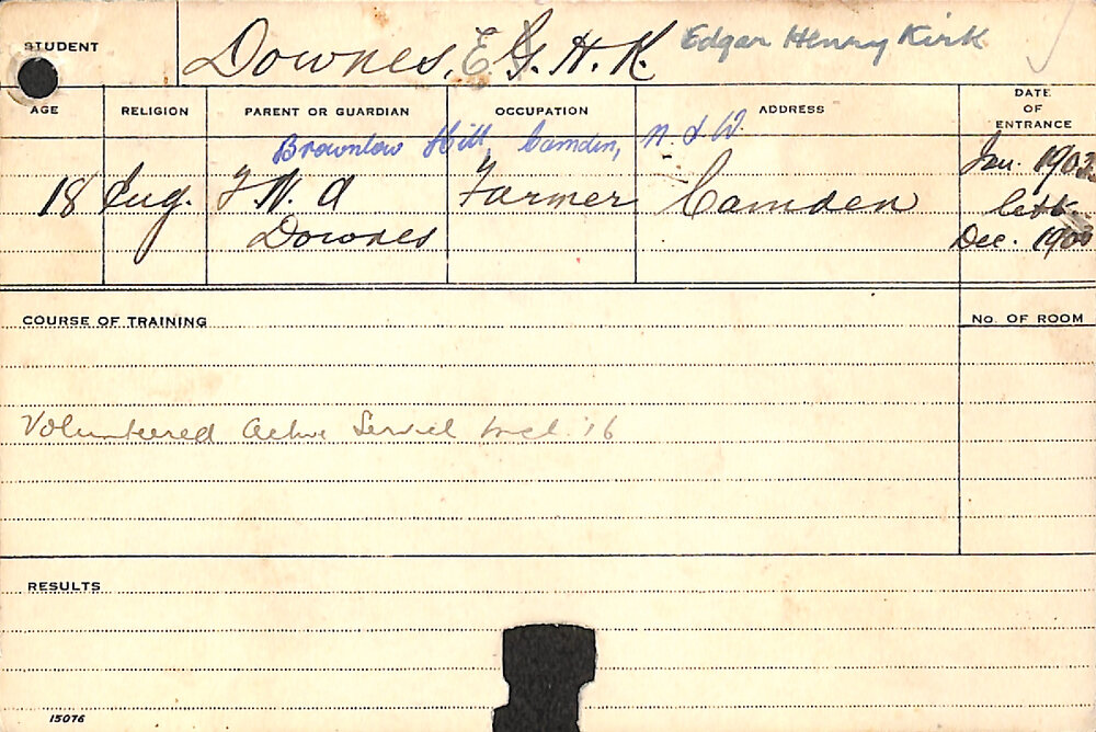 DOWNES, Edgar Henry Kirk (Course Not Identified)