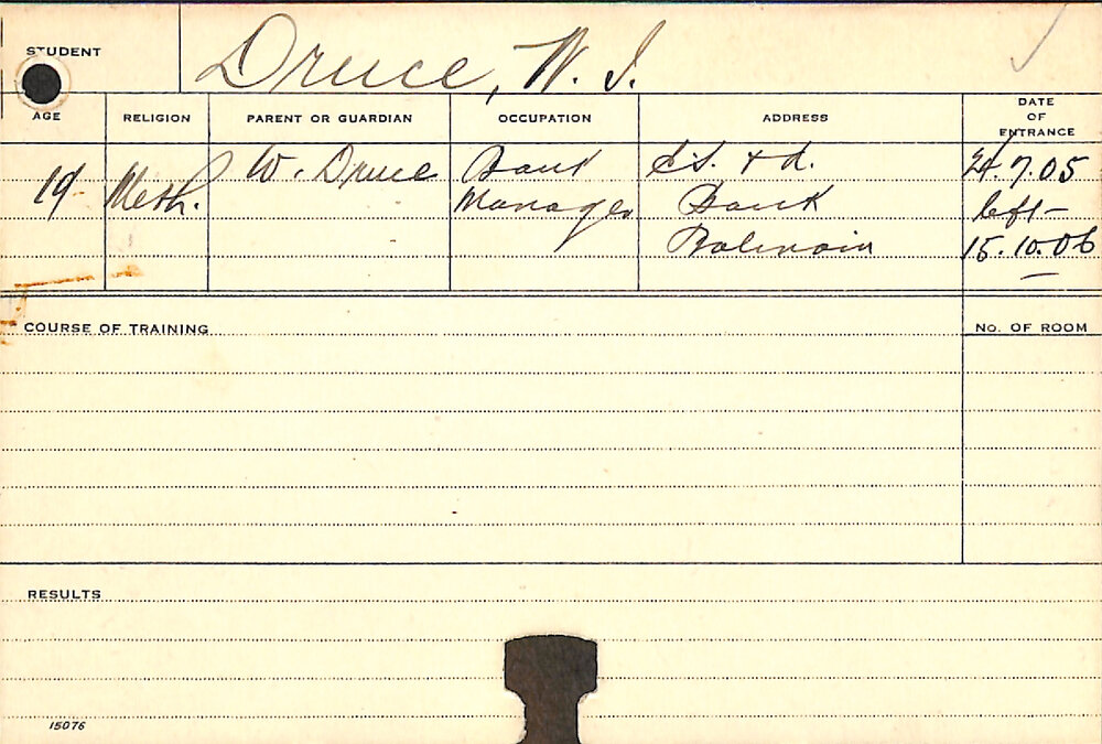 DRUCE, William J (Course Not Identified)