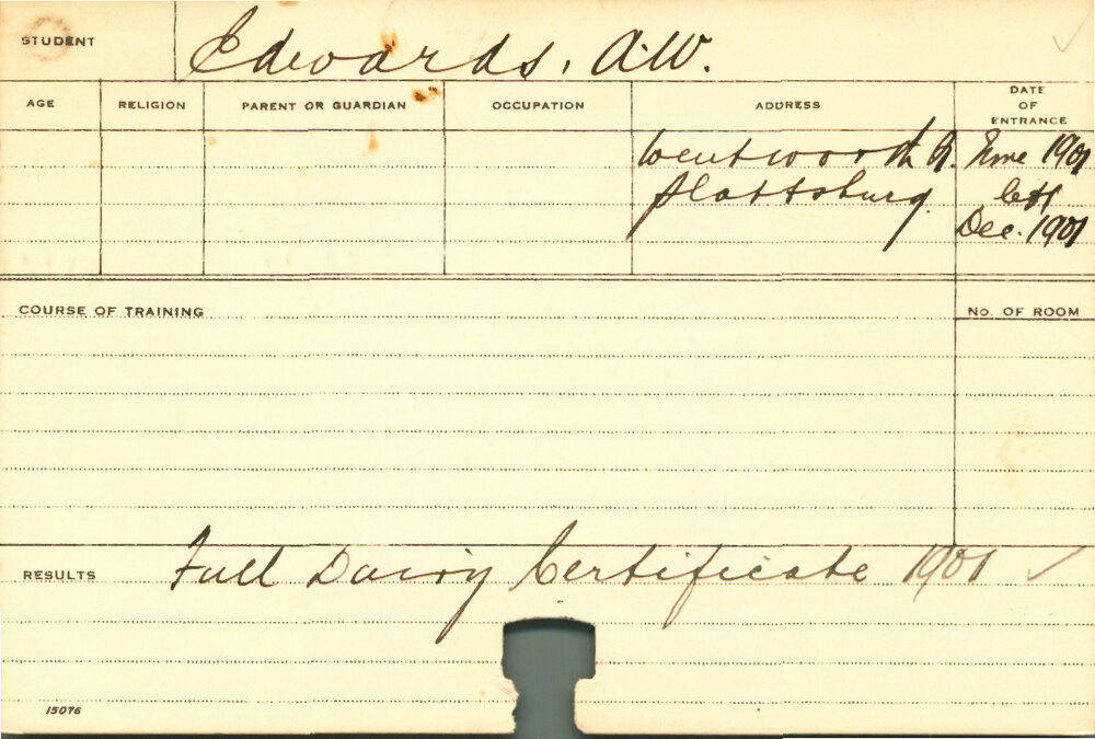 EDWARDS, AW (Certificate - Dairy)