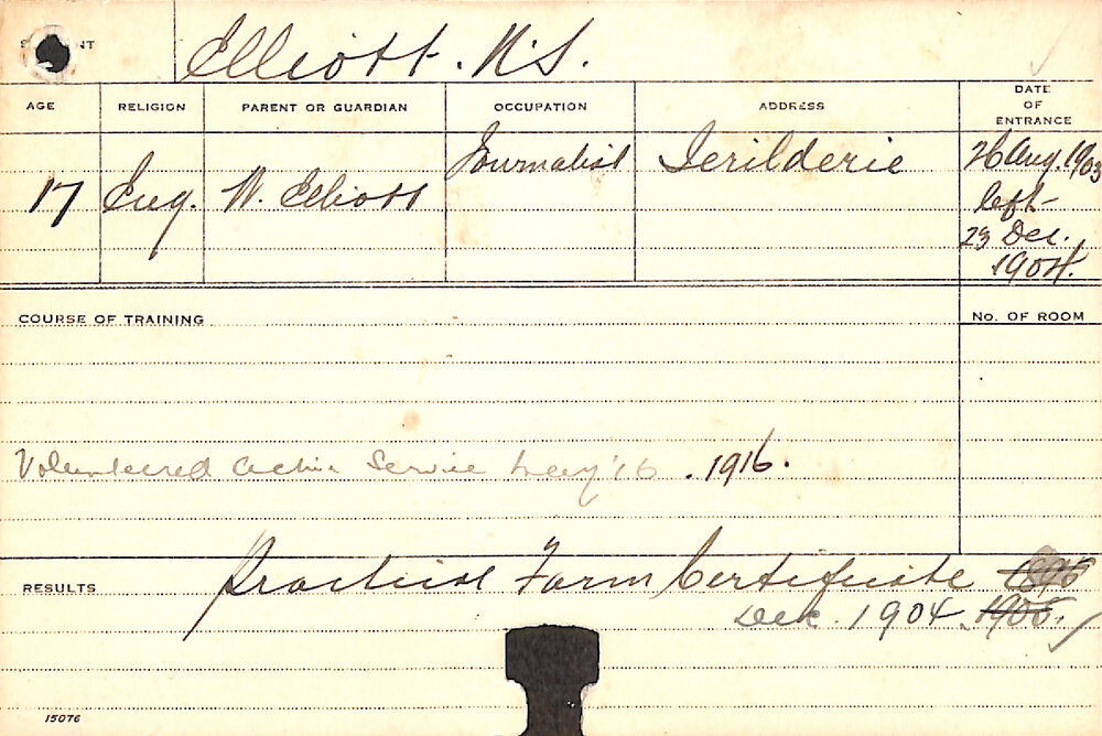 ELLIOTT, NS (Certificate - Practical Farm)